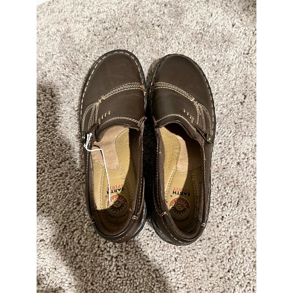 Earth Spirit Brown Leather Slip On Loafers WMES4320002 Womens 7.5 - Picture 4 of 10